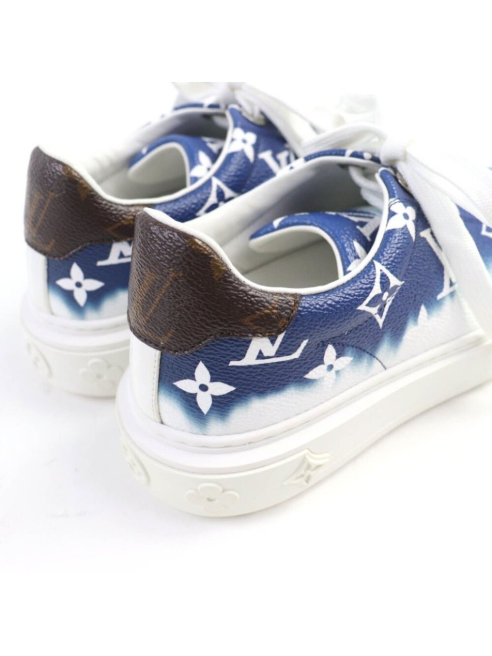 Louis Vuitton Time Out Line LV Escale Monogram Leather Sneakers Blue - Picture 6 of 14